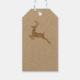 Gold Glitter Christmas Reindeer Gift Tags