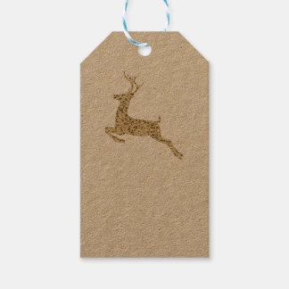 Gold Glitter Christmas Reindeer Gift Tags