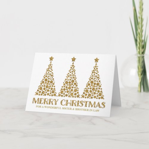 Gold Glitter Christmas Sister  Brother in Law Holiday Card