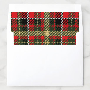Gold Glitter Christmas Tartan Plaid Envelope Liner