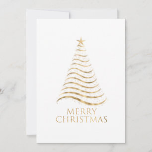 Gold Glitter Christmas Tree Merry Christmas Holiday Card