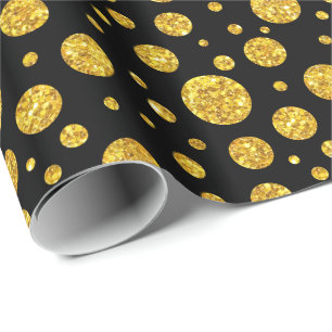Gold Glitter Circles Pattern Wrapping Paper