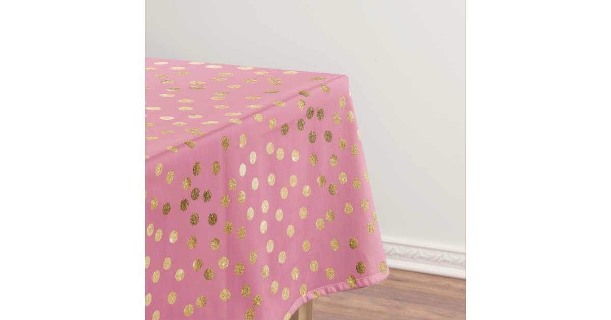 Gold Glitter City Dots On Candy Pink Tablecloth Zazzle Com