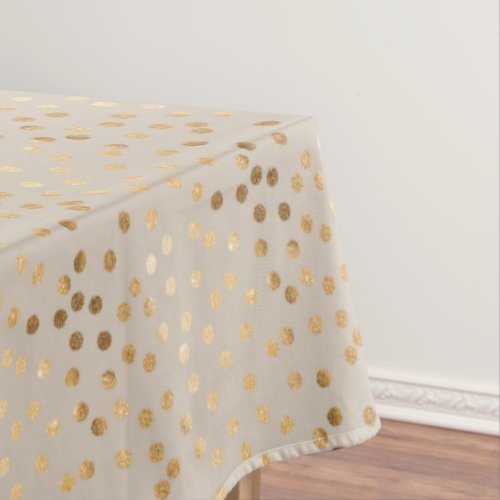 Gold Glitter City Dots on Soft Beige Tablecloth