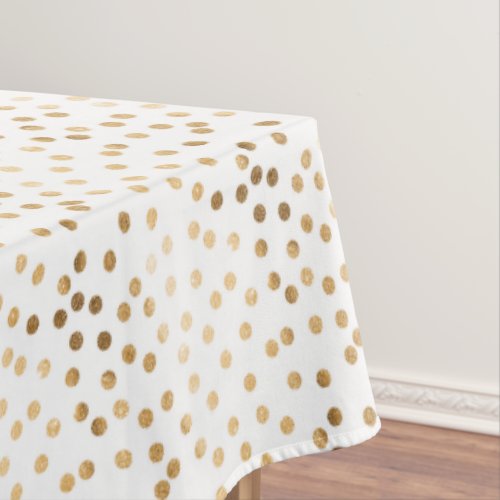 Gold Glitter City Dots on White Table Cloth