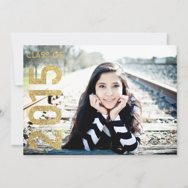 Gold Glitter Class of 2015 Graduation 2015 Invite (Front)