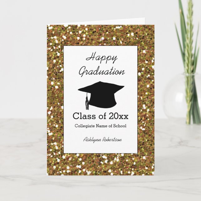 Gold Glitter Class of 2024 Graduation Card (Front)