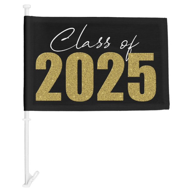 Gold Glitter Class of 2025 Car Flag (Front)