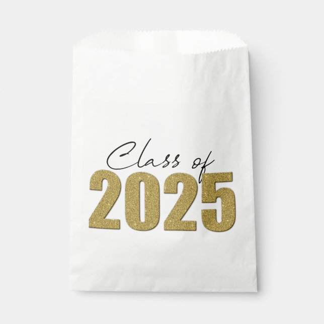 Gold Glitter Class of 2025 Favor Bag (Front)