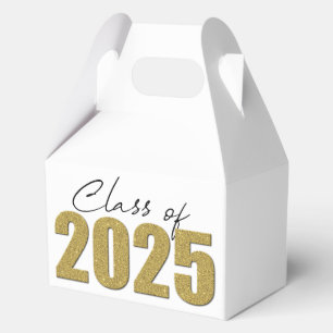 Gold Glitter Class of 2025 Favor Boxes