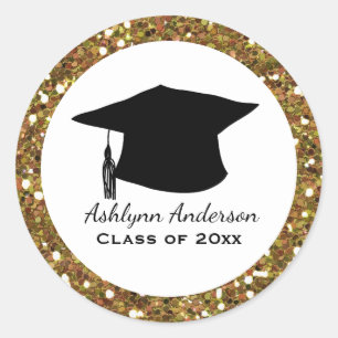 Gold Glitter Class of 2025 Graduation Classic Round Sticker