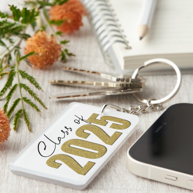 Gold Glitter Class of 2025 Keychain (Front Right)