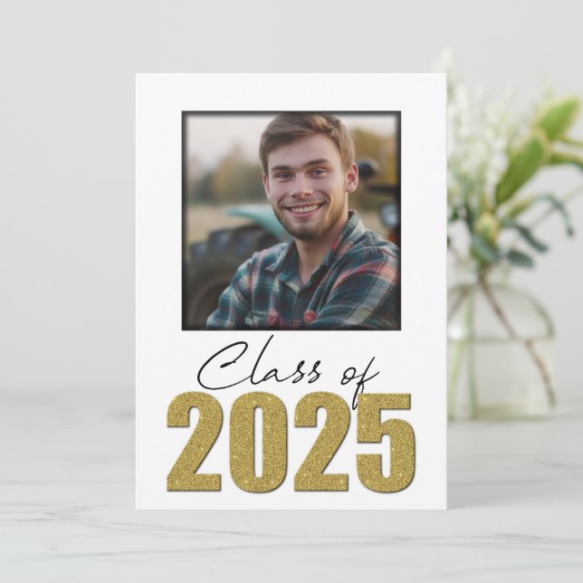 Gold Glitter Class of 2025 Photo Announcement (Standing Front)
