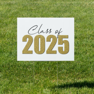 Gold Glitter Class of 2025 Sign