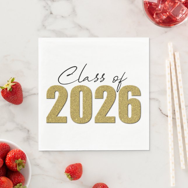 Gold Glitter Class of 2026 Napkins (Insitu)