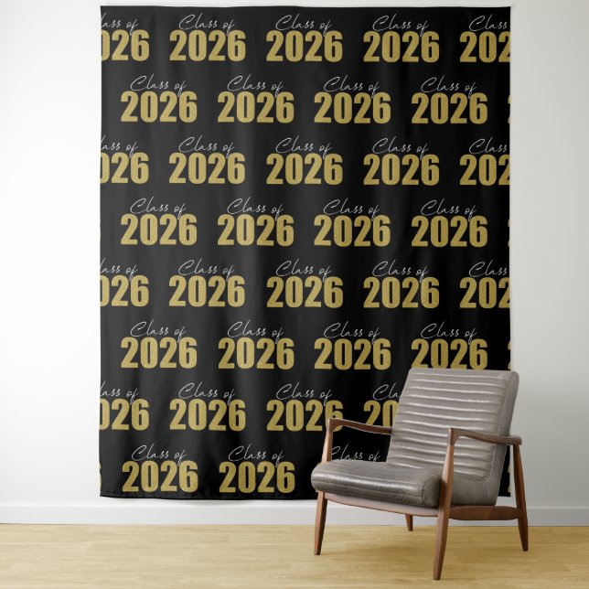 Gold Glitter Class of 2026 Photo Backdrop (In Situ)