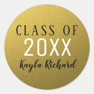 Gold Glitter Class Of Graduation Classic Round Sticker