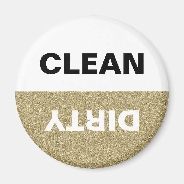 Gold Glitter Clean/Dirty Dishwasher Magnet (Front)