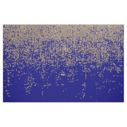 Gold Glitter Cobalt Blue Gradient Ombre Confetti Fabric