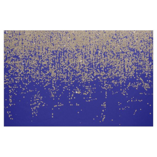 Gold Glitter Cobalt Blue Gradient Ombre Confetti Fabric
