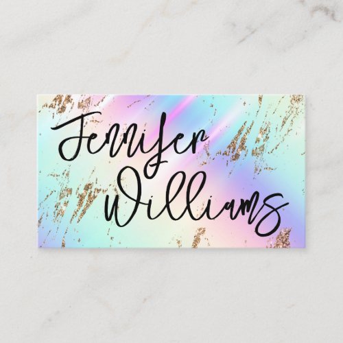 Gold Glitter Colorful Modern Makeup Artist Script Business Card