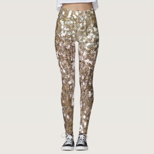 Gold Glitter Comfy Cosy Trendy Workout Chic Leggings