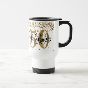 Gold Glitter & Confetti 50 & Fabulous Birthday Travel Mug