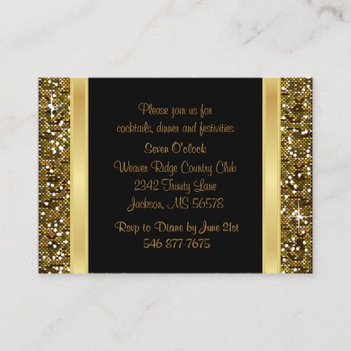 Gold Glitter Confetti and Black Elegance Enclosure Card