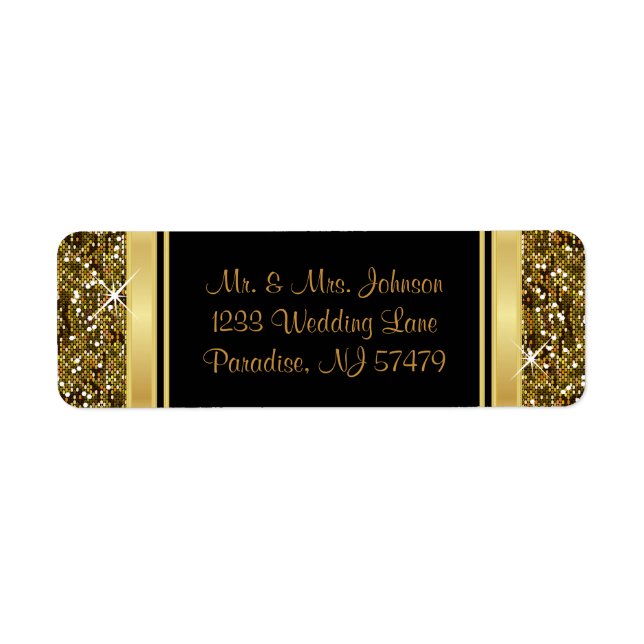 Gold Glitter Confetti and Black Elegance Label (Front)