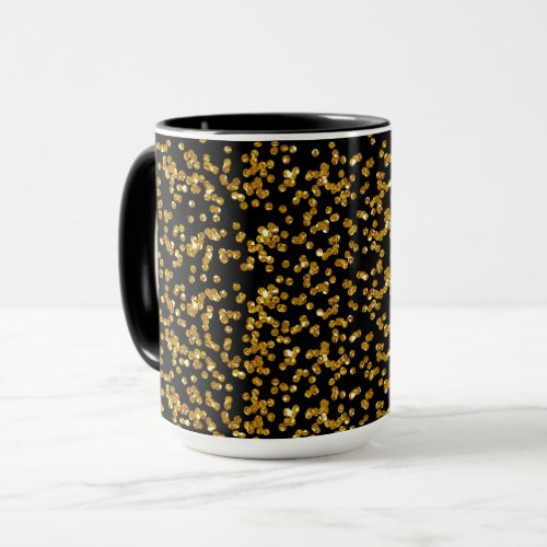 Gold Glitter Confetti and Black Mug