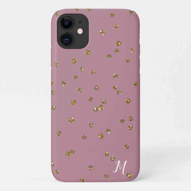 Gold Glitter Confetti and Blush Pink Phone Case (Back)