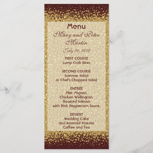 Gold Glitter Confetti and Burgundy Menu