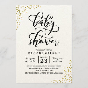 Gold Glitter Confetti Baby Shower Invitation