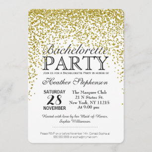 Gold Glitter Confetti Bachelorette Party Invites