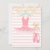 Gold glitter confetti ballerina tutu 1st birthday invitation (Back)
