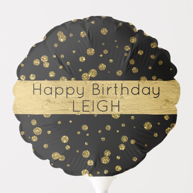 Gold Glitter Confetti Birthday Balloon (Front)