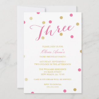 Gold Glitter Confetti Birthday Invitations