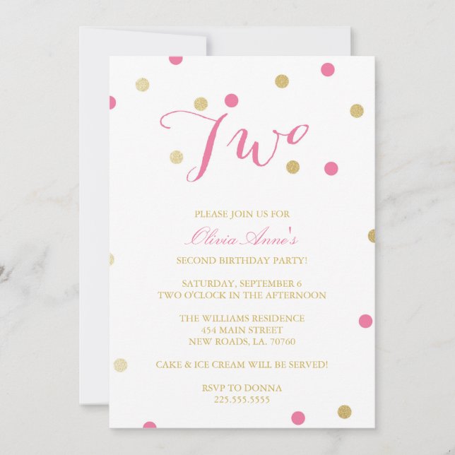 Gold Glitter Confetti Birthday Invitations (Front)