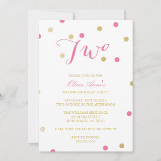 Gold Glitter Confetti Birthday Invitations