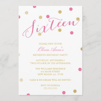 Gold Glitter Confetti Birthday Invitations