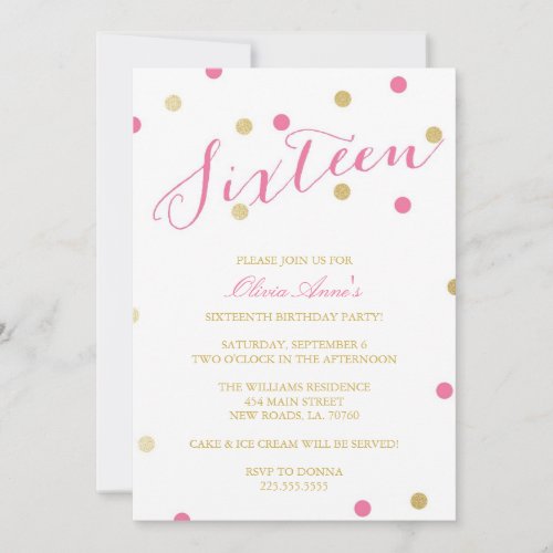 Gold Glitter Confetti Birthday Invitations