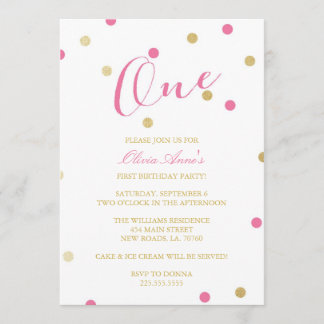 Gold Glitter Confetti Birthday Invitations