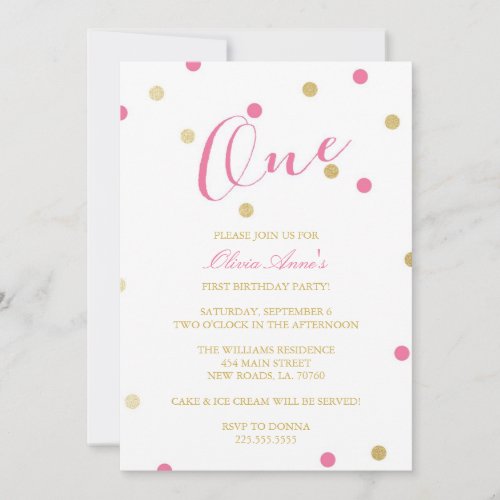 Gold Glitter Confetti Birthday Invitations