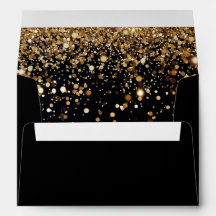 Gold Glitter Confetti Black Glam Modern Party