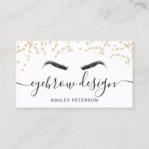 Gold glitter confetti black white eyebrow design business card