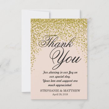 Gold Glitter Confetti Blush Pink Thank You Cards by I_Invite_You at Zazzle