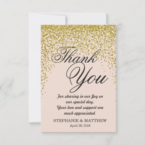 Gold Glitter Confetti Blush Pink Thank You Cards