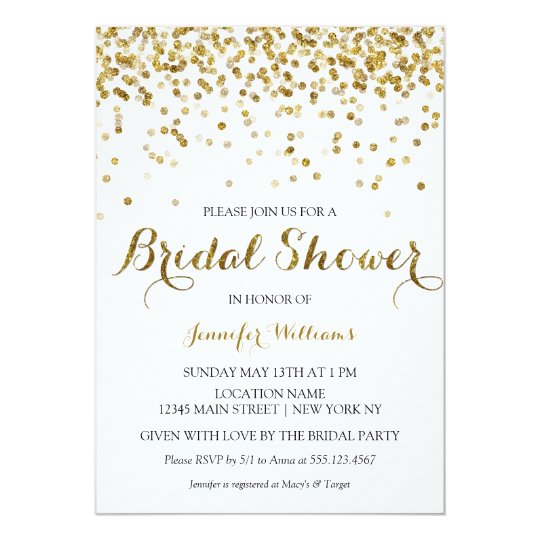 Gold Glitter Confetti Bridal Shower Invitation | Zazzle.com