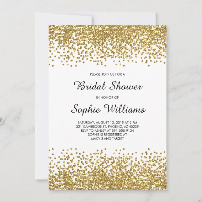 Gold Glitter Confetti Bridal Shower Invitation (Front)