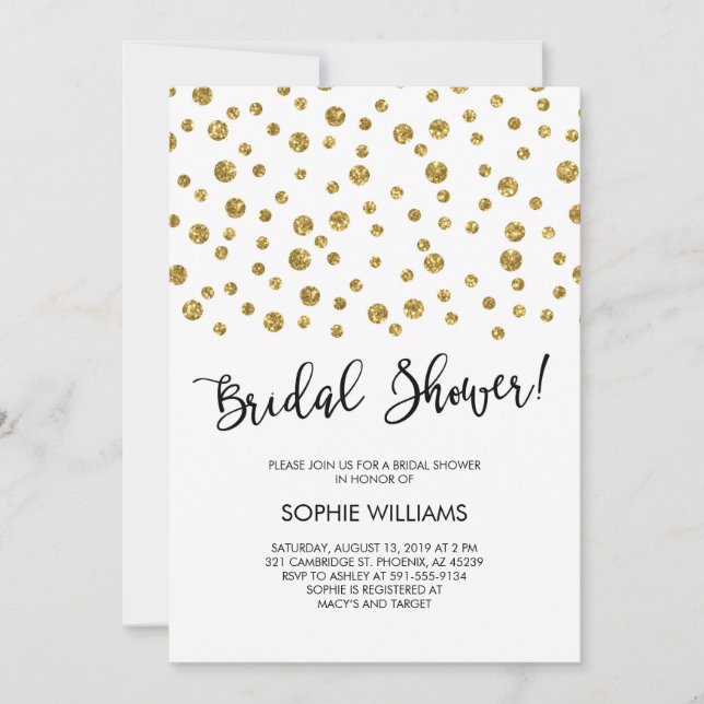 Gold Glitter Confetti Bridal Shower Invitation (Front)